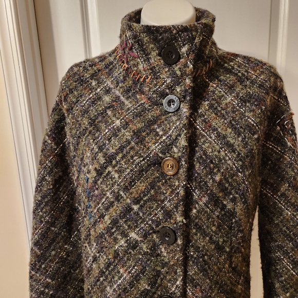 Desigual wool coat size 44 or Large gray/brown with subtle black metallic thread - Picture 8 of 14